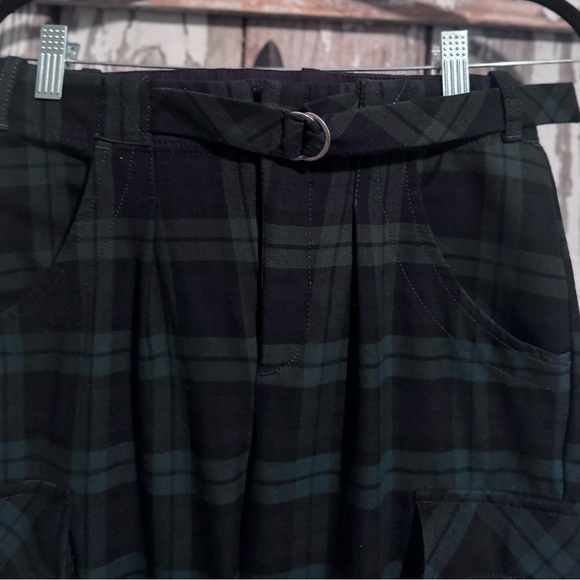 Free People Plaid Cropped Pants Green Size 4 - Picture 7 of 11
